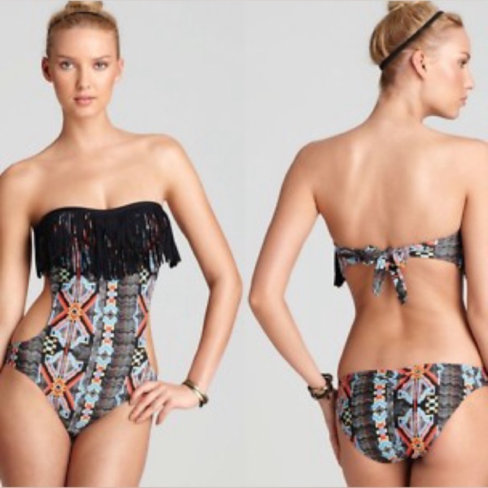 L*Space Free Love CiTY Tribe Fringe Bandeau Monokini Swimsuit One Piece NWT - Picture 13 of 13